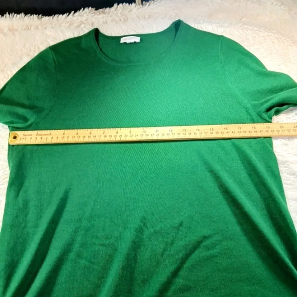 J. Jill Merino Wool Washable Tunic Sweater Green Side Slits Scoop Neck XS Womans - Picture 8 of 10